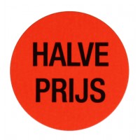 F922 rol @ 2.000 etiketten permanent rond 35 mm fluor rood met zwart bedrukt halve prijs F922 rol @ 2.000 etiketten permanent rond 35 mm fluor rood met zwart bedrukt halve prijs